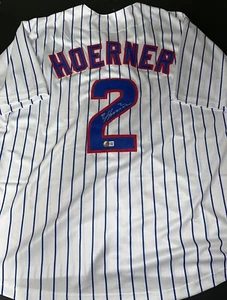 Nico Hoerner Cubs Auto Signed Home Jersey Custom Beckett Witness . - Bild 1 von 3