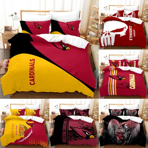 Arizona Cardinals 3Pcs Bedding Set Cotton Blend Duvet Comforter Cover Pillowcase Cover