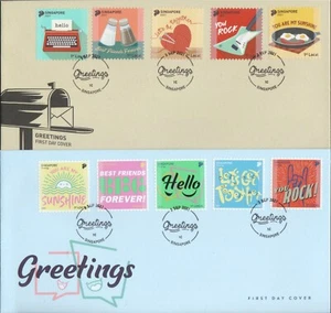 SINGAPORE 2021 GREETINGS 2 X FIRST DAY COVER WITH BOOKLET PANE COMP. SET 5 STAMP - Picture 1 of 3