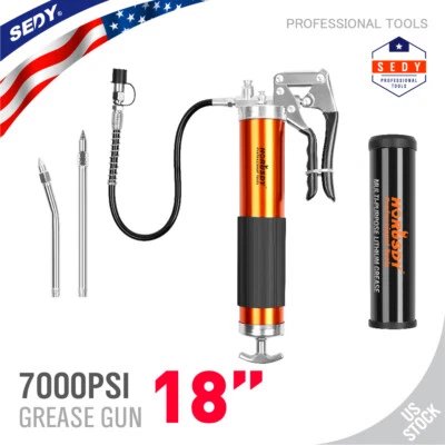 Manual Grease Gun Pistol Grip 18" Flex Hose Heavy Duty W/ 14 oz Cartridge Deluxe - Image 1 of 4