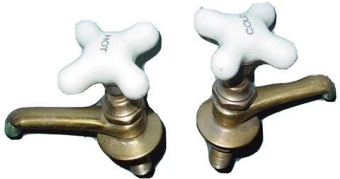 Vintage Antique Lavatory Sink Bathroom Faucet Set Hot Cold Knob Plumbing Parts Cover
