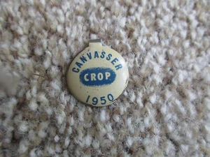 VINTAGE "CROP CANVASSER 1950" PIN DUCK CO. CHICAGO RARE - Afbeelding 1 van 3
