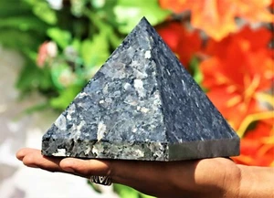 5.5LB 130MM Black Larvikite Stone Blue Flash Power Metaphysical Egyptian Pyramid - Picture 1 of 11