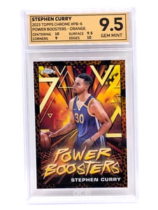 2023 TOPPS CHROME #PB-6 STEPHEN CURRY POWER BOOSTERS ORANGE PRIZM GRADED 9.5 - Picture 1 of 2