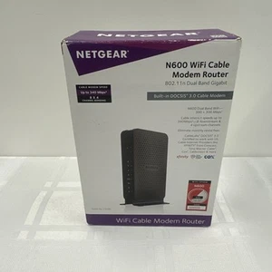 Netgear N600 Kabel WiFi Modem Router C3700 802.11n Dual Band Gigabit - Zdjęcie 1 z 4