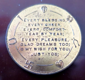 1929 Swastika Mother Medal Token Whitehead Hoag Brass sample good luck - Picture 1 of 9