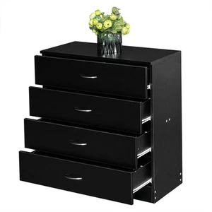 4 Drawer Storage Dresser Wooden Cabinet Furniture for Bedroom White Black - Picture 1 of 15
