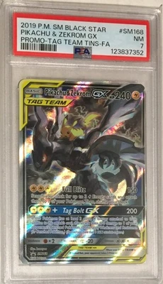 2019 Pokemon Black Star Promo PSA 7 Pikachu & Zekrom GX ALT FULL ART #SM168 - Image 1 of 2