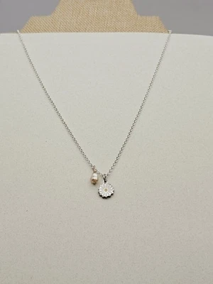 Alex & Ani Silver 18" - 16 " Adj  Necklace Pearl And Dainty Daisy  Flower 🌼  - Image 1 of 4