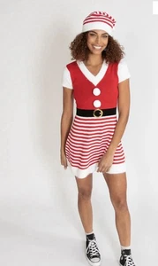 Forever 21 Weihnachten Pullover Kleid Frau Claus/Weihnachtsmann Kunstfellbesatz Gr. M rot weiß - Bild 1 von 6