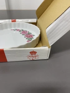 Christineholm Porzellan Rosenmuster Quiche Tarte Kuchenplatte Schale 9,5" geriffelt NEU - Bild 1 von 9