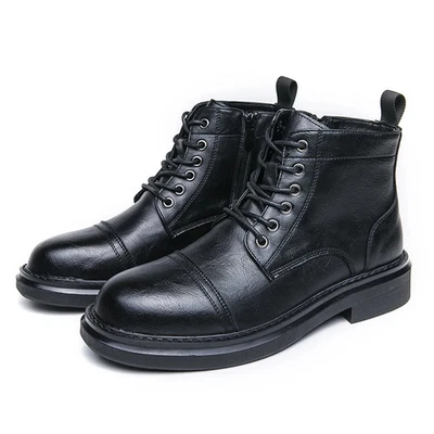 Classy Designers Lace Up High Top Dress Shoes Men Durable Leather Ankle Boots - Image 1 of 4