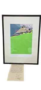 Masayasu Uchida Japanisches Gedicht Lithographie handsigniert gerahmt Sakura Landschaft Kunst - Bild 1 von 12