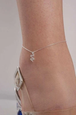 2CT Round Lab-Created Diamond Women's Snake Chain Anklet 14K White Gold Finish - Изображение 1 из 3