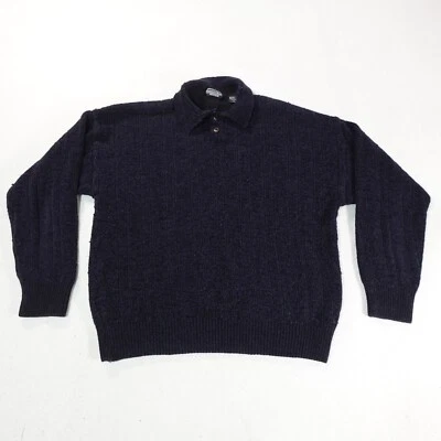 Suéter feminino vintage Preswick & Moore extra grande azul pescador malha grossa - Imagem 1 de 4