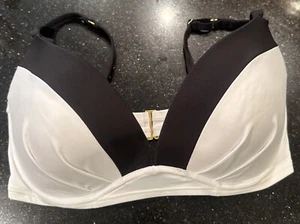 Victoria’s Secret gepolstertes Push-up-Bikinioberteil schwarz weiß Bademode Badeanzug 38DD - Bild 1 von 22