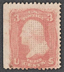 US Sc# 83 *MINT NO GUM* { RARE "C" GRILL 3c WASHINGTON } BEAUTY FROM 1867 SERIE - Picture 1 of 4