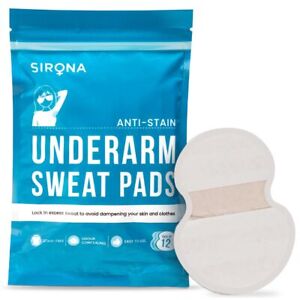 Sirona Disposable Underarm SweatPads for Men and Women - 12 Pads Free Shipping