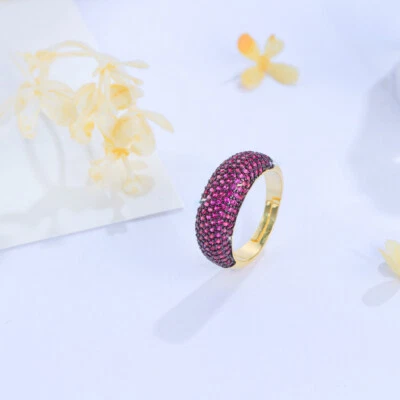 Adjuatble Pave Setting White Gold Plated Cubic Zirconia Circle Ring for Brides — 第 1/4 张图片