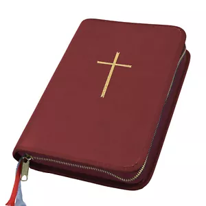 Gotteslob Hülle Gotteslobhülle Kunst Leder rot mit Kreuz in gold Gebetbuch - Bild 1 von 3