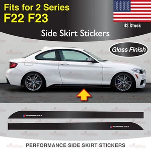 Fits BMW F22 F23 2 Series Performance Side Skirt Decal GLOSS BLACK Vinyl Stripes - Picture 1 of 10