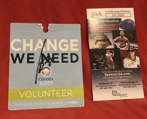 PRESIDENT JOE BIDEN SIGNED 2008 CAMPAIGN VOLUNTEER PASS/ TICKET WITH JSA COA! v - Picture 1 of 5