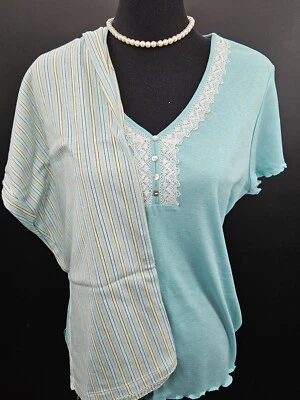 Villager by Liz Claiborne talla M & L azul manga corta conjunto pijama ropa de dormir Foto 1 de 4