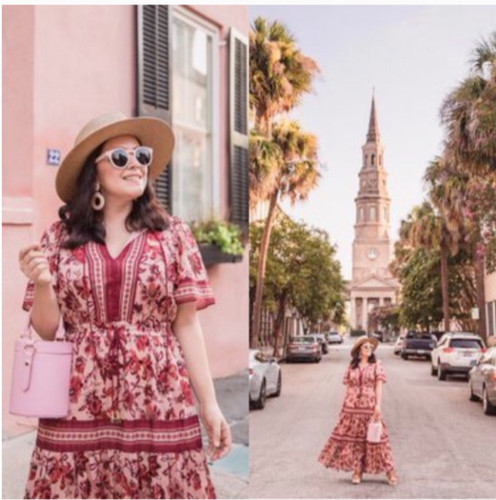 Abito lungo midi Kate Spade Paisley fiori floreale XL