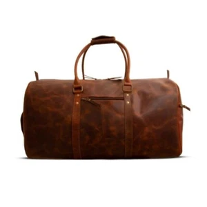 Handcrafted Duffle Leather Bag Grain Leather Weekender Bag Duffel Bag - Picture 1 of 2