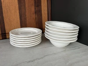 Pfaltzgraff Acadia White 12 Piece Set Of 6 Salad Plates Dessert Bowls - Vintage - Picture 1 of 7