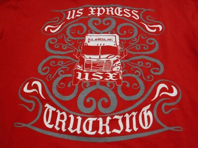 GA9 Nueva Camiseta U.S. Xpress USX Camiones Roja LS Bolsillo Detalle Desplazamiento Adulto Med Foto 1 de 4