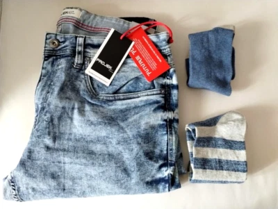 PROJEK Raw Men's Jeans FutureFlex  Acid Wash Denim Style SZ 36/32-w/Socks!! - Image 1 of 4