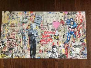 Einstein Pop Art Street Wall Graffiti Art Canvas 36x20 Ready to Hang  Hand Made - Picture 1 of 7
