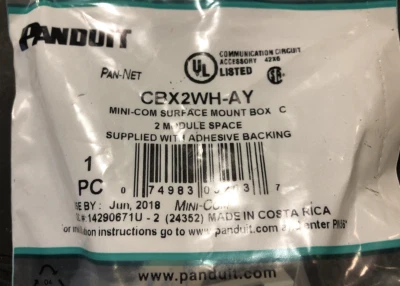 Lot of 2 Panduit CBX2WH-AY Surface Mount Box Mini Com 2Port White New - Image 1 of 3