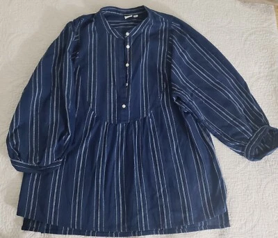 GAP Women's Long Sleeve Blue/White Blouse Size Large Casual Wear A-9 - Image 1 of 3