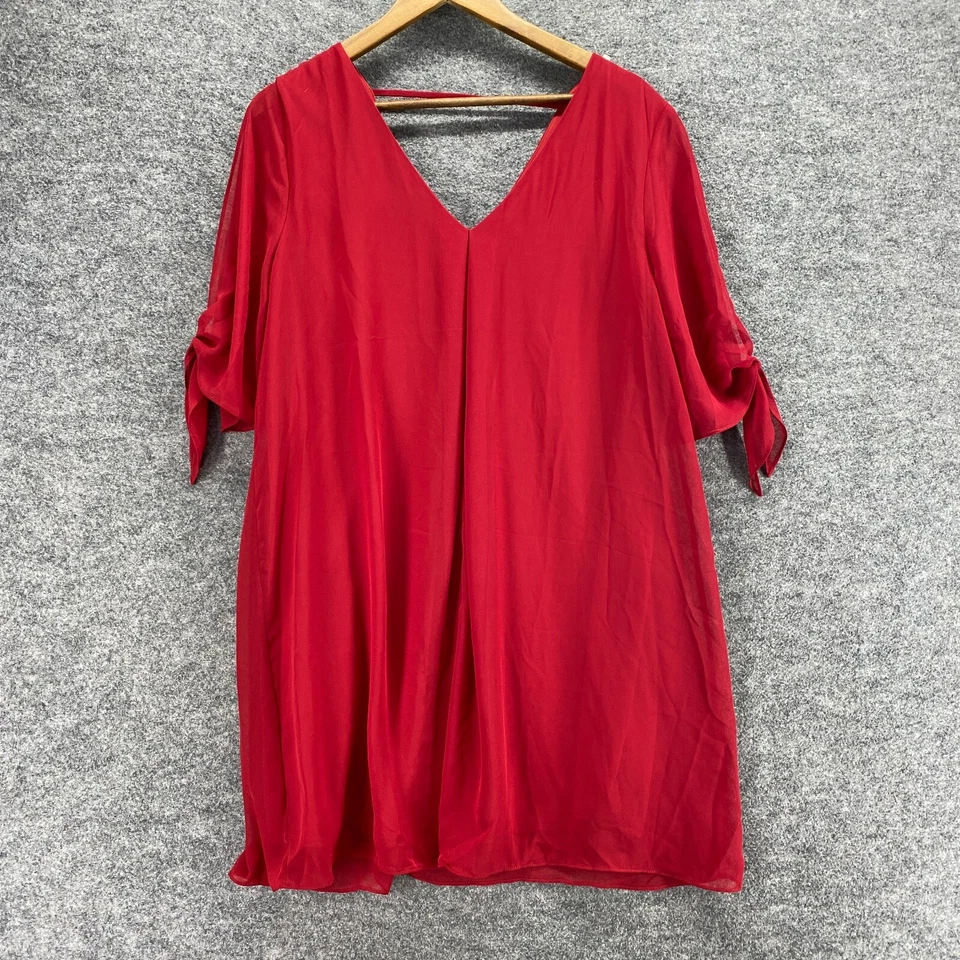 Blusa Soprano Mujer L Grande Roja Cuello en V Manga Corta Forrada Pullover Informal Foto 1 de 4