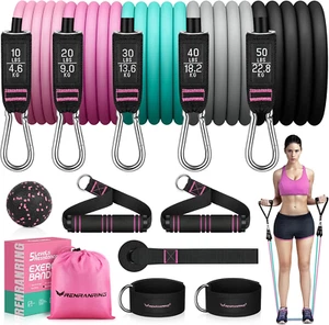 150LBS Resistance Bands Set with Handles and Ankle Straps for Muscle Training - Picture 1 of 6