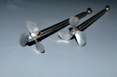 A pair 3 blade alloy propeller assembly 4mm shaft Double motor Rc boat #1718 - Image 1 of 3