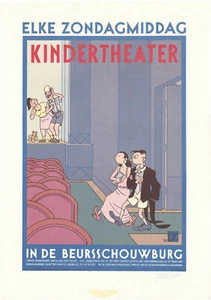 SWARTE AFFICHE KINDERTHEATER - SIGNÉE - CARTO BRUSSEL 1985 - Picture 1 of 1