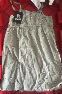 Art Class Cami Dress Girls Size M8 Green Linen Floral - Picture 1 of 4