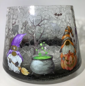 Yankee Candle 3,5" x 5,5" Halloween Gnomi Calderone Crackle Vetro Paralume Candela - Foto 1 di 9