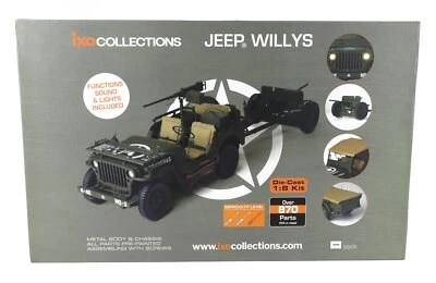 KIT MODELLINO AUTO STATICO IXO JEEP WILLYS USA ARMY WITH TRAILER 1941 SCALA 1/8 - Immagine 1 di 4