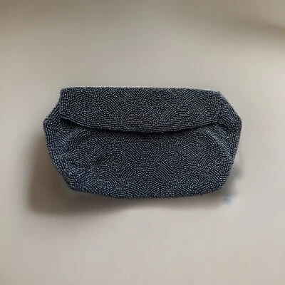 Bolso de Mano Torelle Noche con Cuentas Gris Cartera Vintage Hecho en Bélgica 4x8 Foto 1 de 4