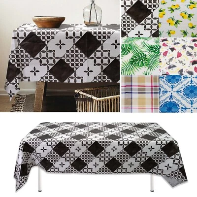 Rectangle Vinyl Flannel Backed Tablecloths Heavy Duty Waterproof Table Cover - Image 1 of 4