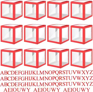 12 Pcs Transparent Balloon Boxes Clear Balloon Boxes with 99 Letters for Baby Sh - Picture 1 of 12