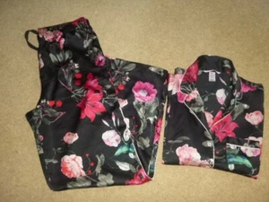 Victoria Secrets Kwiatowy jedwabisty Pjyama 2-częściowy zestaw Mały damski - Zdjęcie 1 z 5