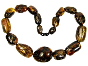 Collar Ámbar Báltico 19" 81gr. Negro Marrón Mujer Masivo Natural Genuino 804a - Imagen 1 de 14