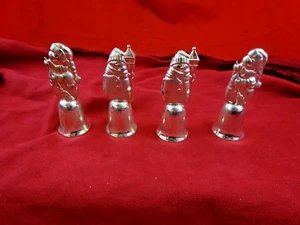 Vintage Silverplate Four Wallace Bells with Snowmen on Top (4861) - Imagen 1 de 3