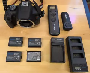 Canon EOS Rebel T7 DSLR Camera Body +4 Batteries + Chargers +Remote + Case - Picture 1 of 9