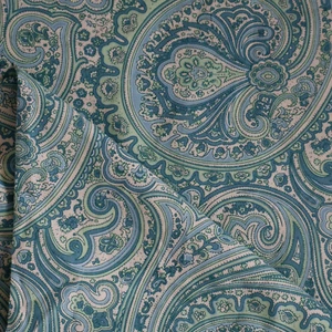 Vintage April Cornell Fabric "Aqua Fresca Indian Paisley" Blue, Green 5 yds - Picture 1 of 11